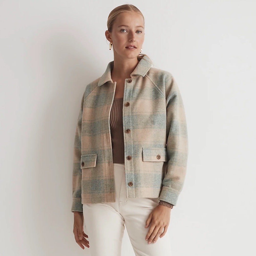 Madewell NWT Brushed Jacquard Shirt Jacket in Plaid